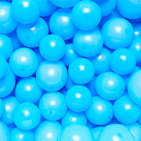 A picture filled with bright blue small shiny inflated balloons 