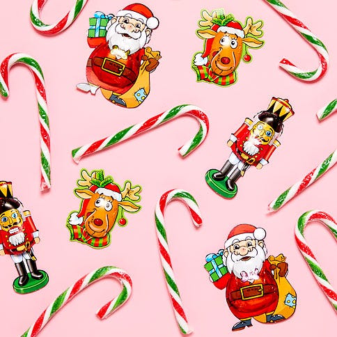 christmas sweets on a pink background