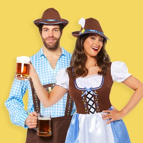 Man and woman wearing Bavarian costumes