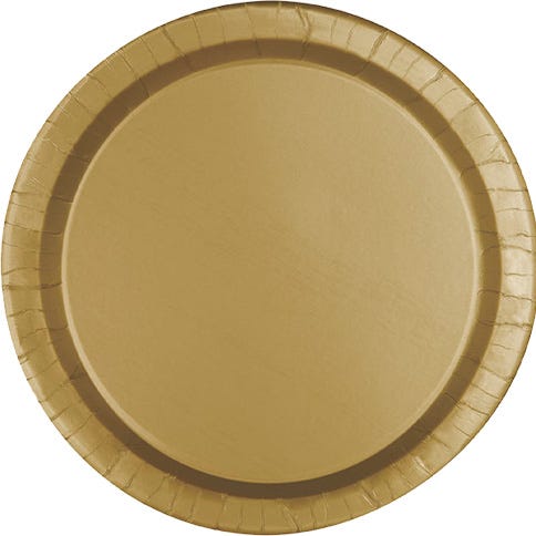A gold paper plate