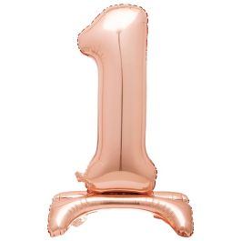 Number 1 Rose Gold Standing Balloon - 30" Foil | Party Delights