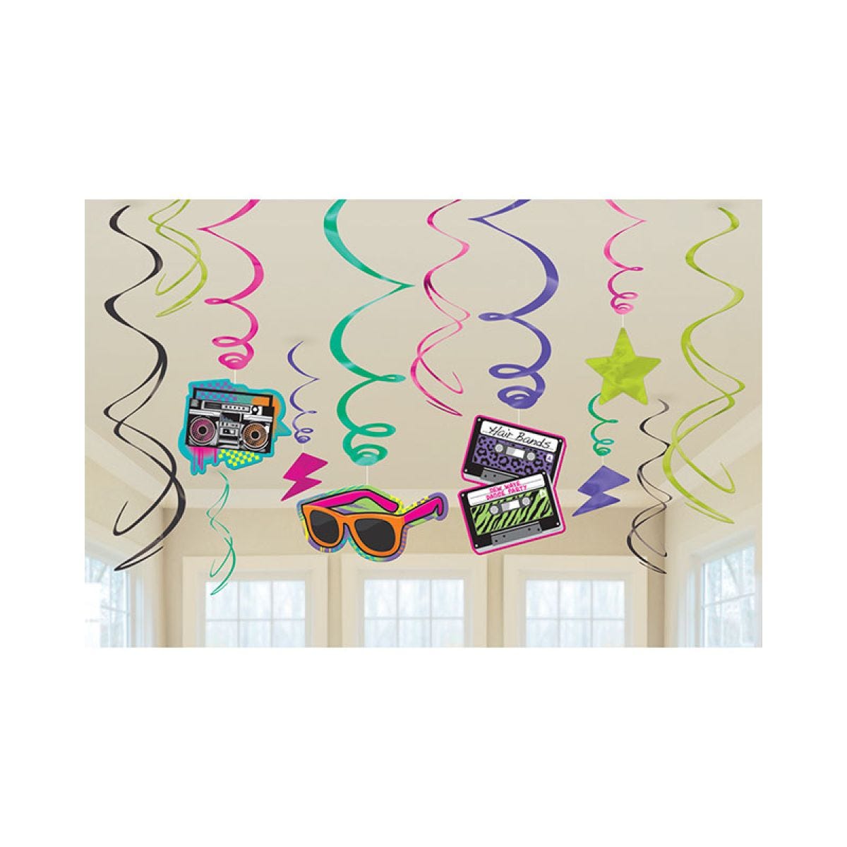 Totally 80s Hanging Swirls Decoration (12pk)