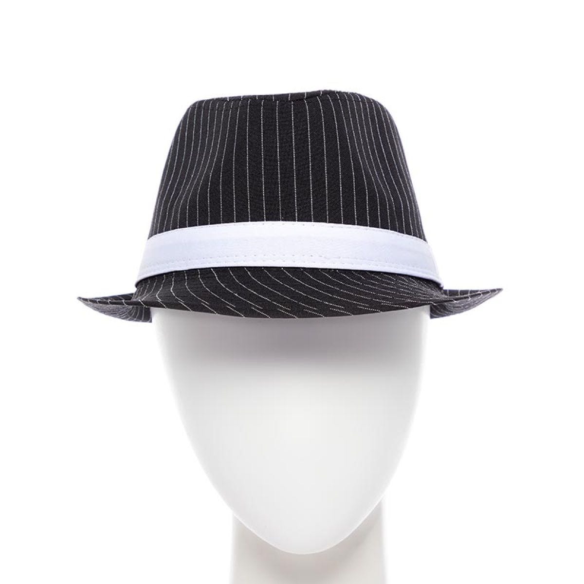 Black Pinstripe Fedora Hat