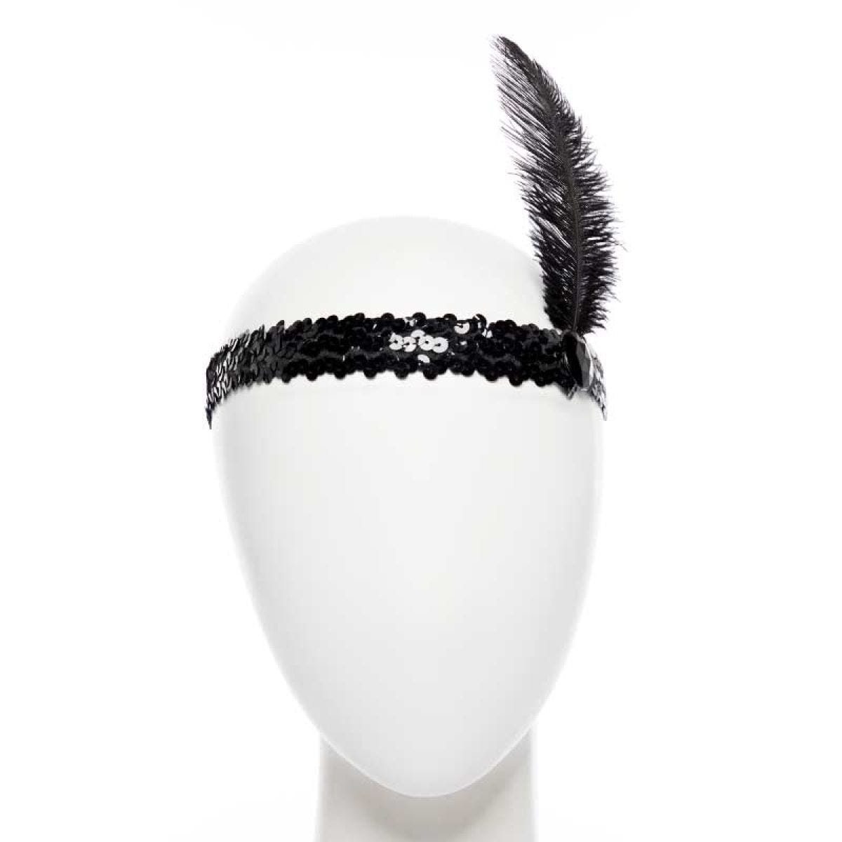 Black Charleston Flapper Sequin Headband