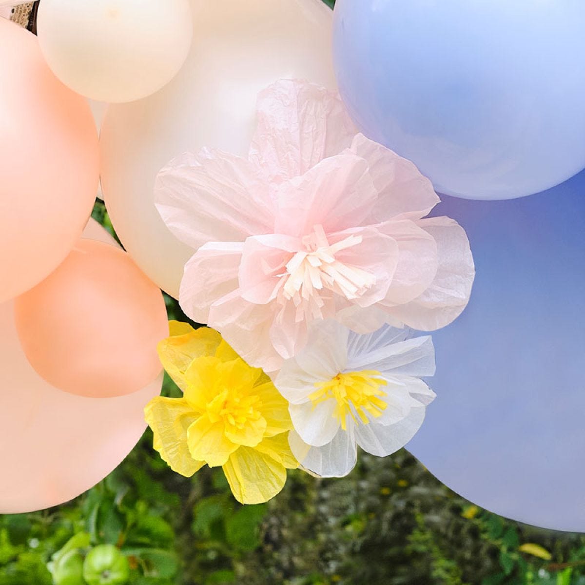 Spring Balloon Arch with Paper Flowers - 60 Balloons