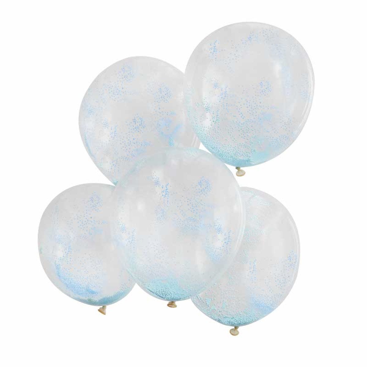 Pastel Blue Bead Confetti Balloons - 12" Latex (5pk)