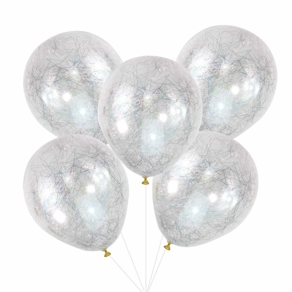 Silver Angel Hair Balloons - 12" Latex (5pk)