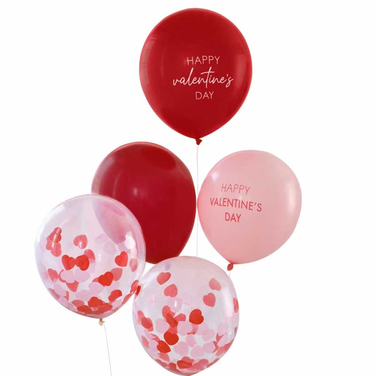 Valentines Confetti Balloon Bouquet - 12" Latex (5pk)