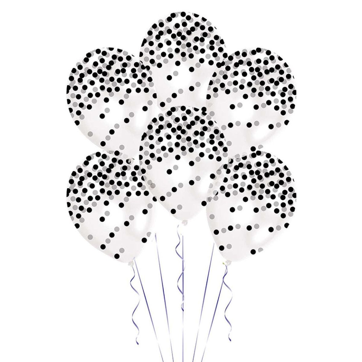 Printed Confetti Black Spot Balloons - 11" Latex (6pk)