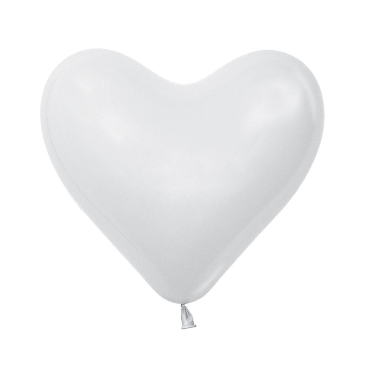 Fashion Heart White Balloons - 12" Latex (50pk)