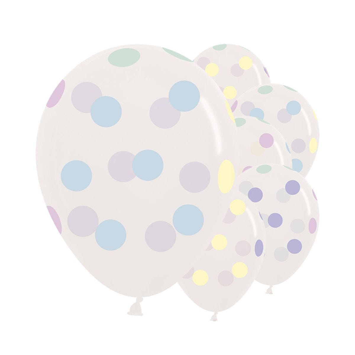 Crystal Clear Large Pastel Dots - 12" Latex Balloons (25pk)