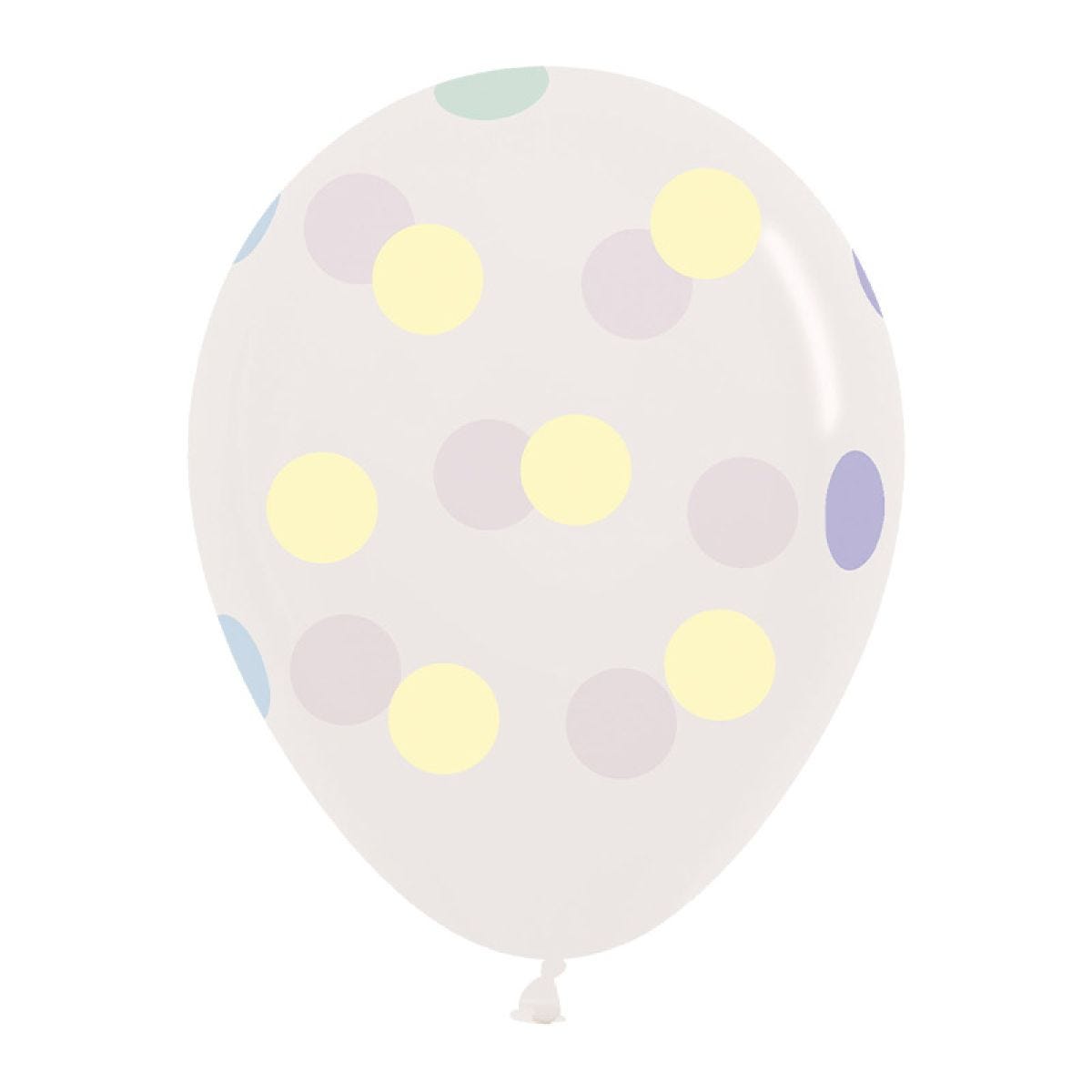 Crystal Clear Large Pastel Dots - 12" Latex Balloons (25pk)