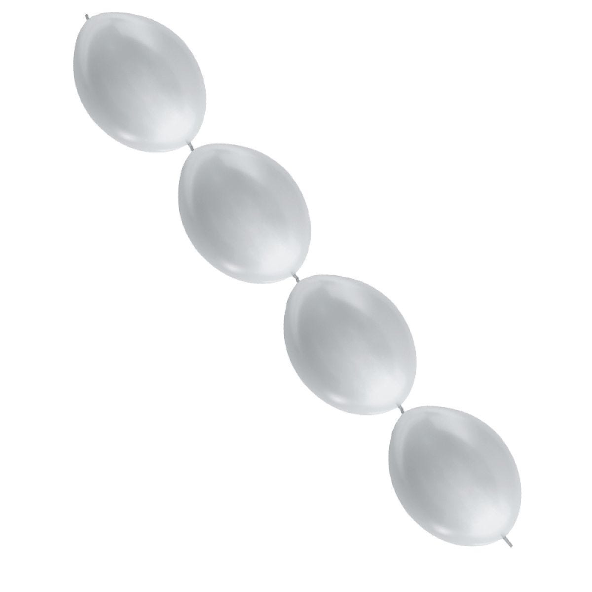 Satin Silver Link-O-Loon 12" Latex Balloons (50pk)