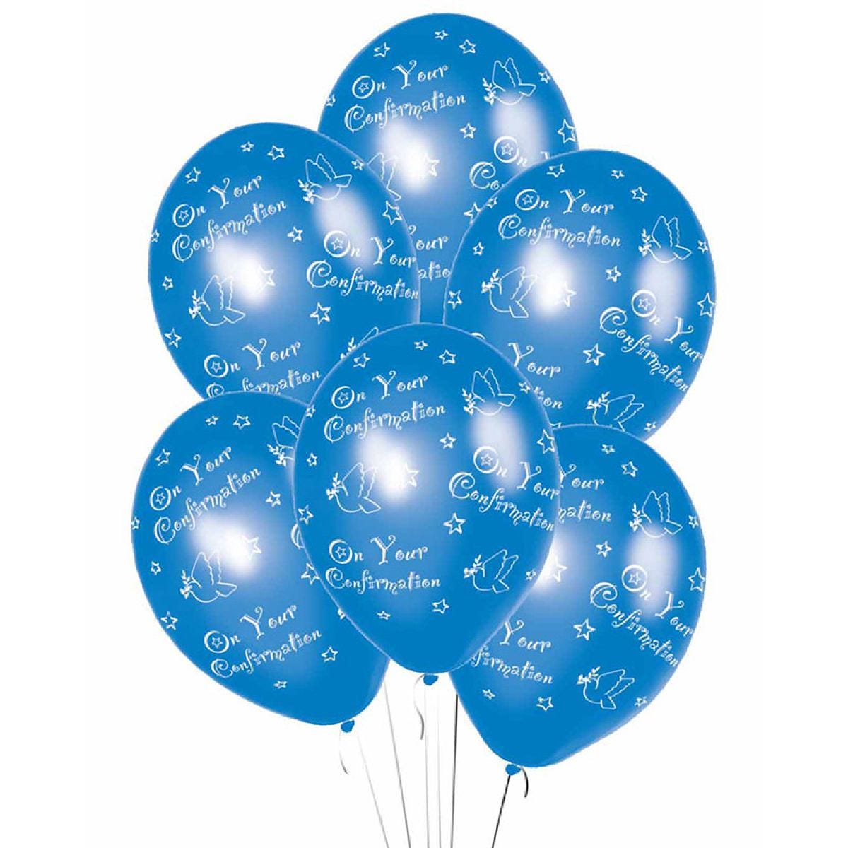 Confirmation Blue Printed - 11" Latex Balloons (6pk)