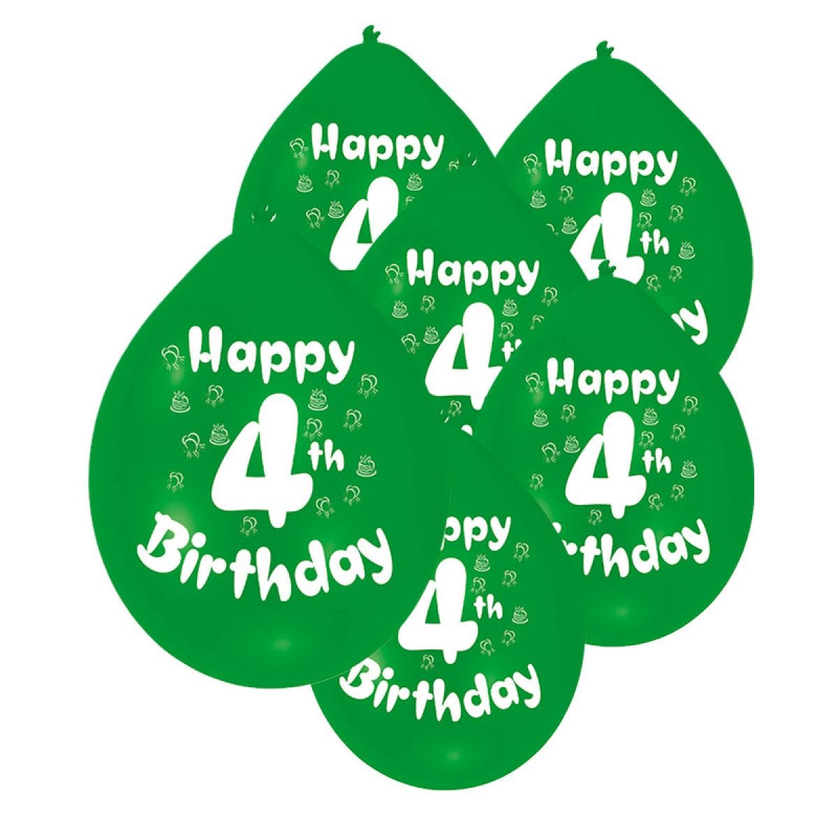 Assorted Multicolour Happy 4th Birthday - 9" Latex Balloons (10pk)