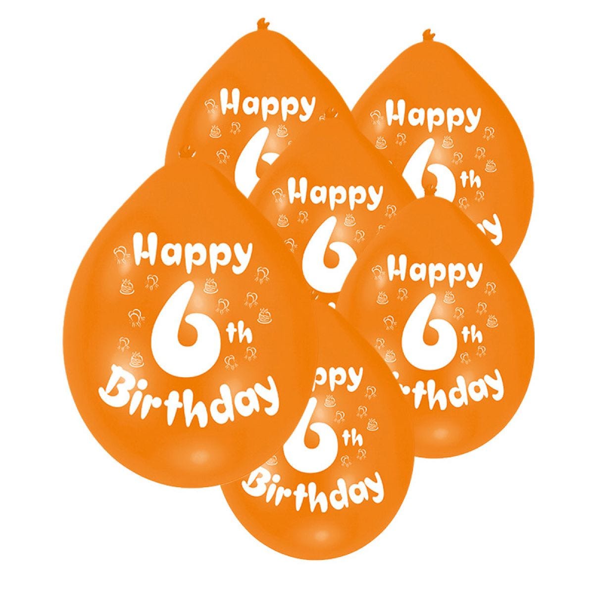 Assorted Multicolour Happy 6th Birthday - 9" Latex Balloons (10pk