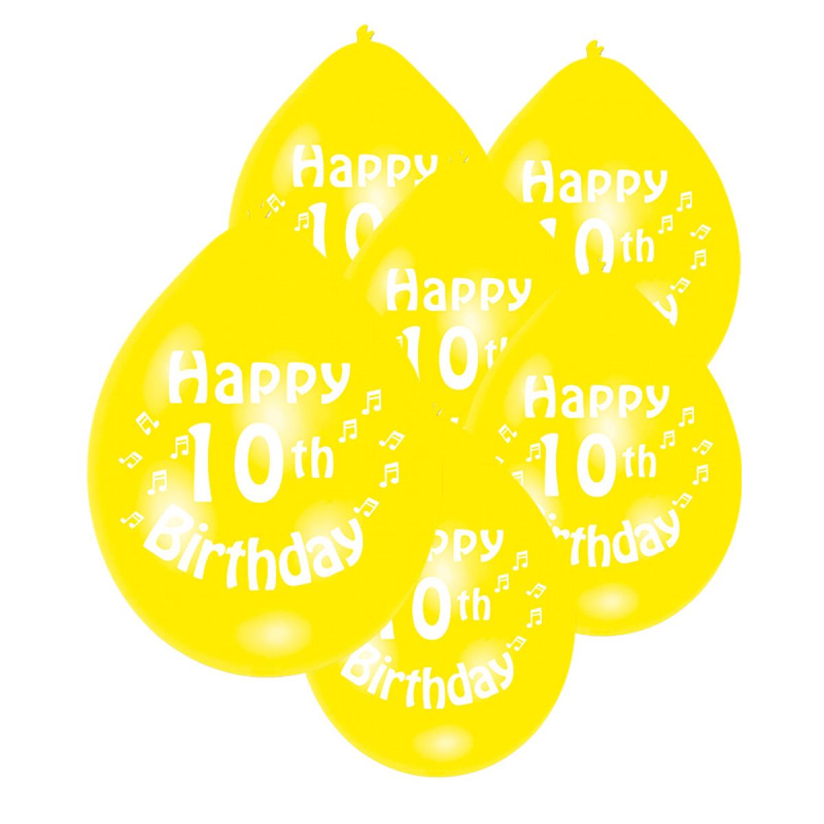 Assorted Multicolour Happy 10th Birthday - 9" Latex Balloons (10pk)