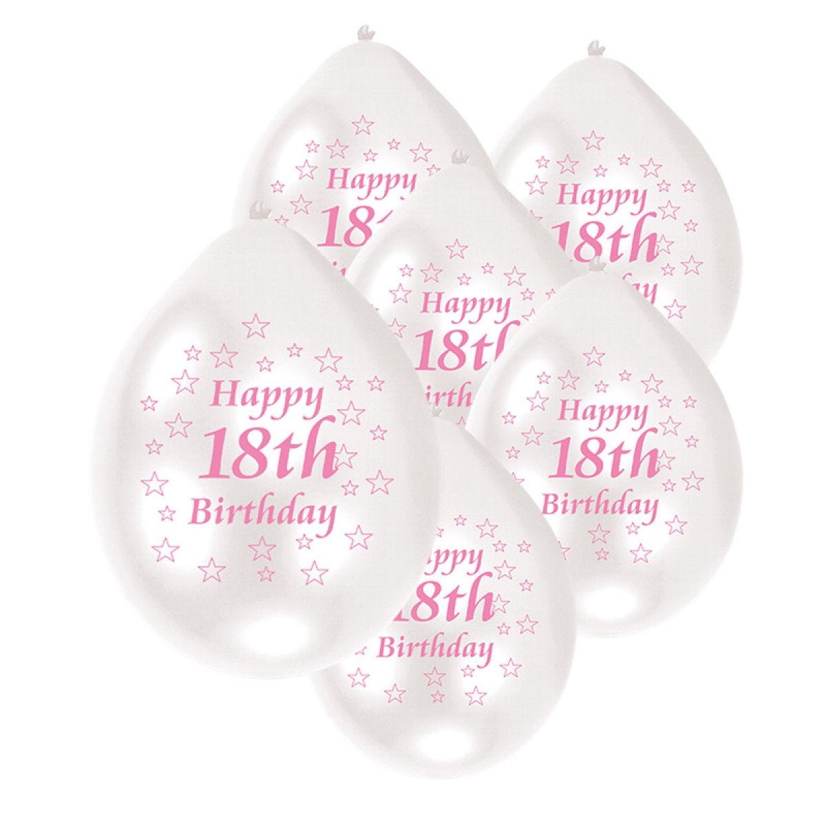 Pink Happy 18th Birthday - 9" Latex Balloons (10pk)