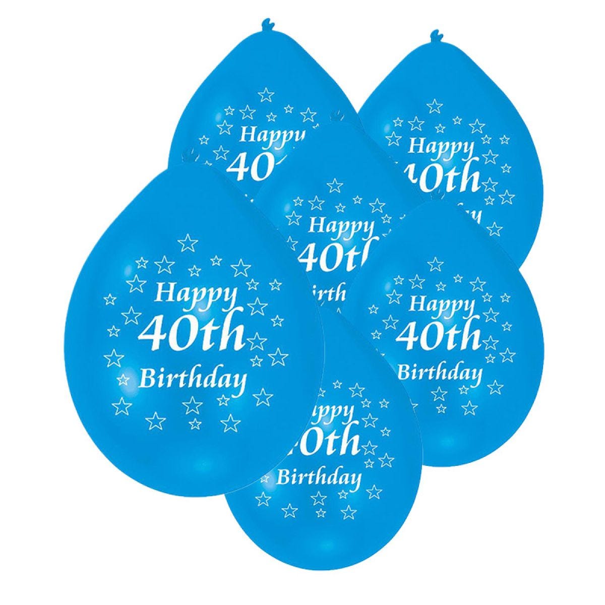 Assorted Multicolour Happy 40th Birthday - 9" Latex Balloons (10pk)