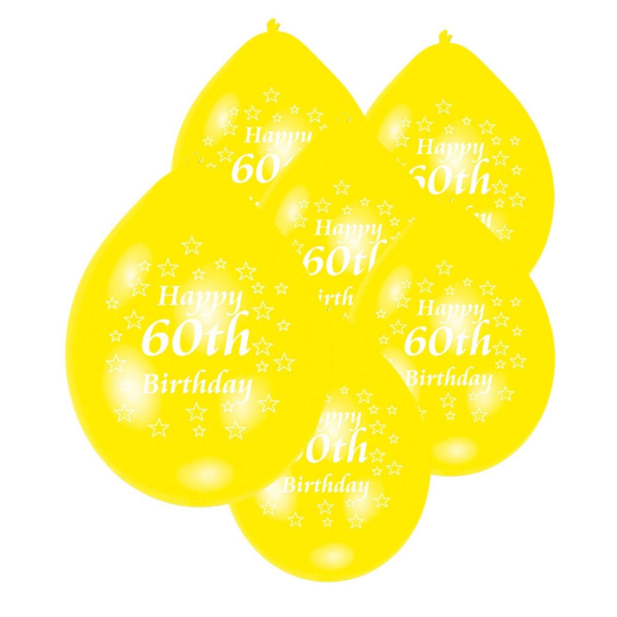 Assorted Multicolour Happy 60th Birthday - 9" Latex Balloons (10pk)