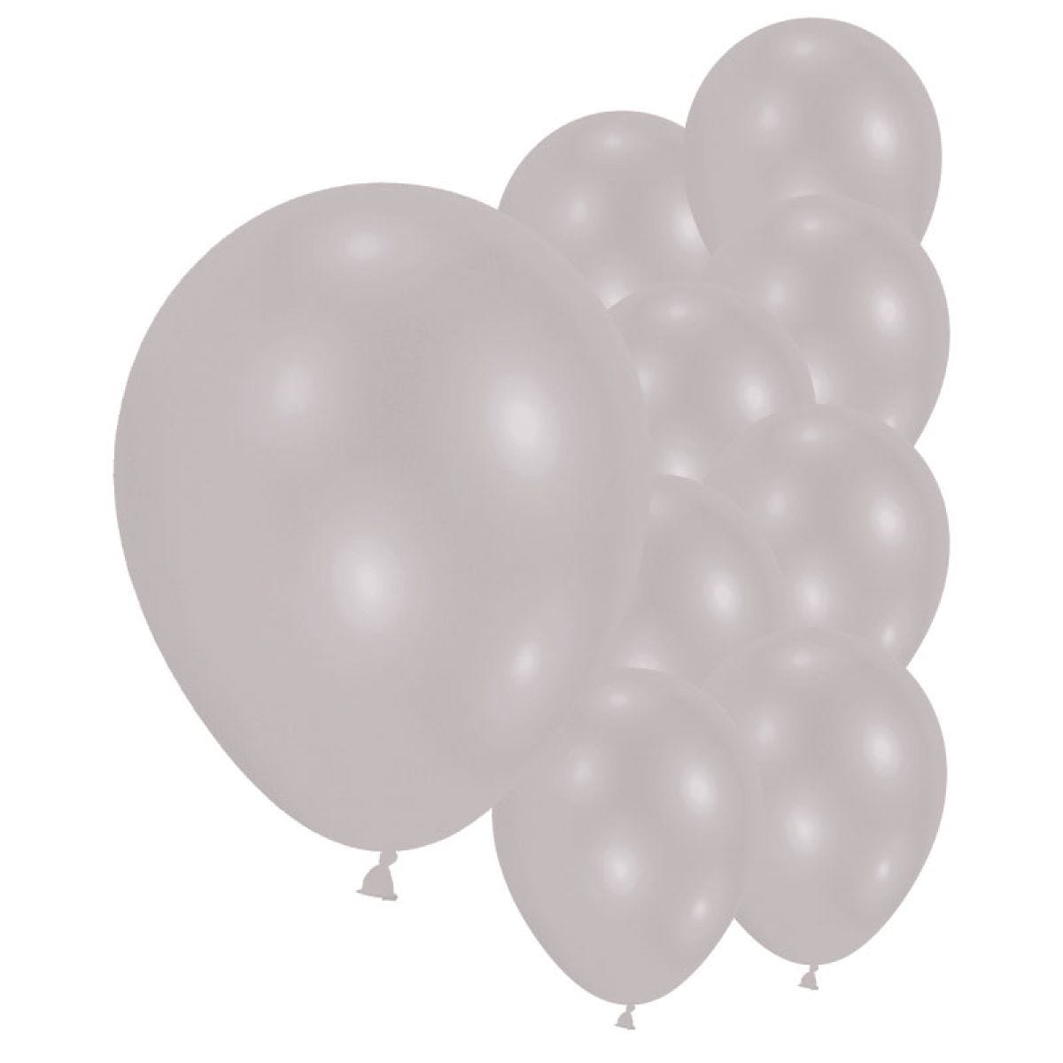 Metallic Silver - 9" Latex Balloons (10pk)