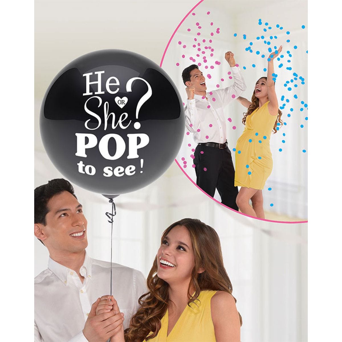 He or She Printed Pop to See - 24" Latex Balloon