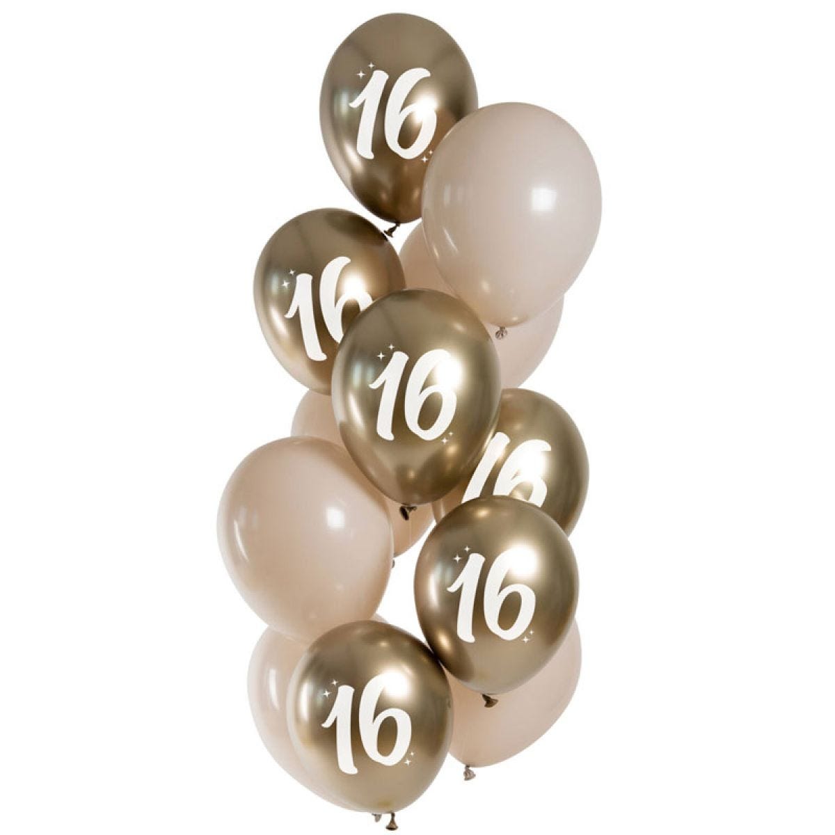 Age 16 Gold Balloons - 12" Latex (12pk)