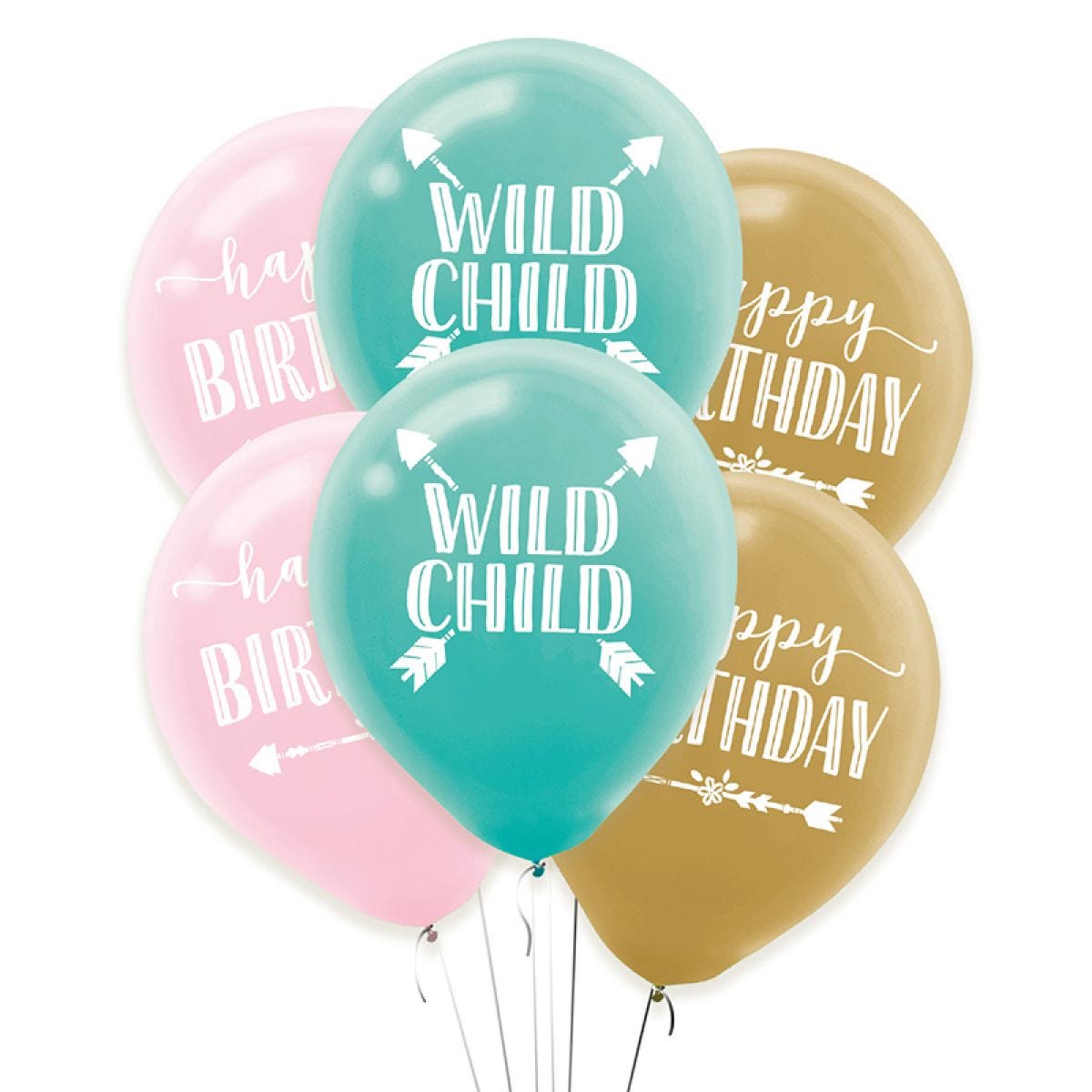 Boho Birthday Balloons - 11"c Latex (6pk)