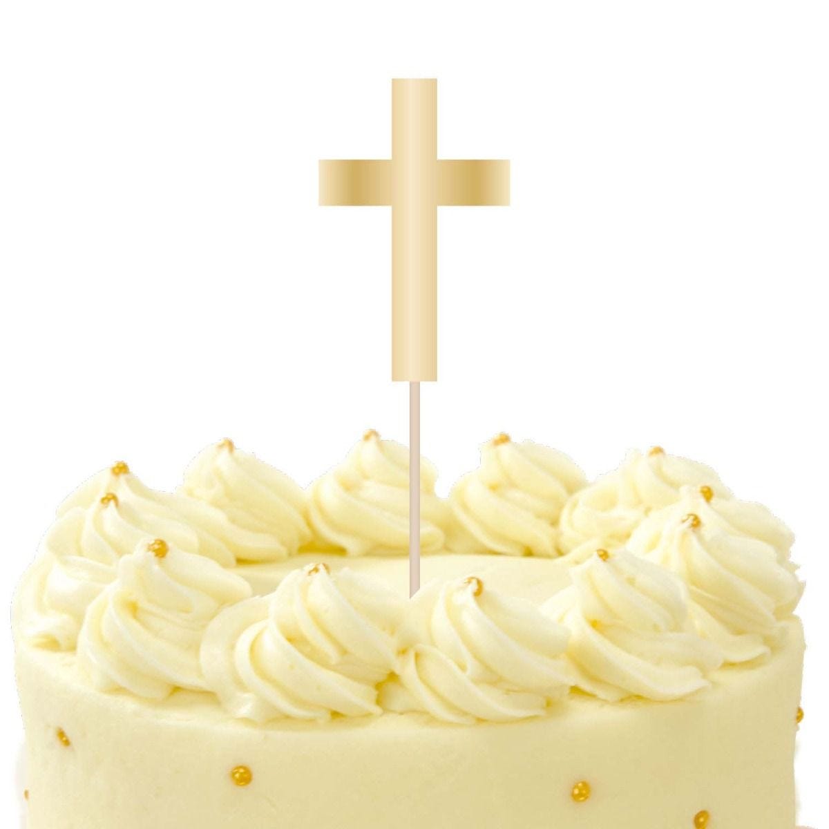 Gold Cross Cake Topper