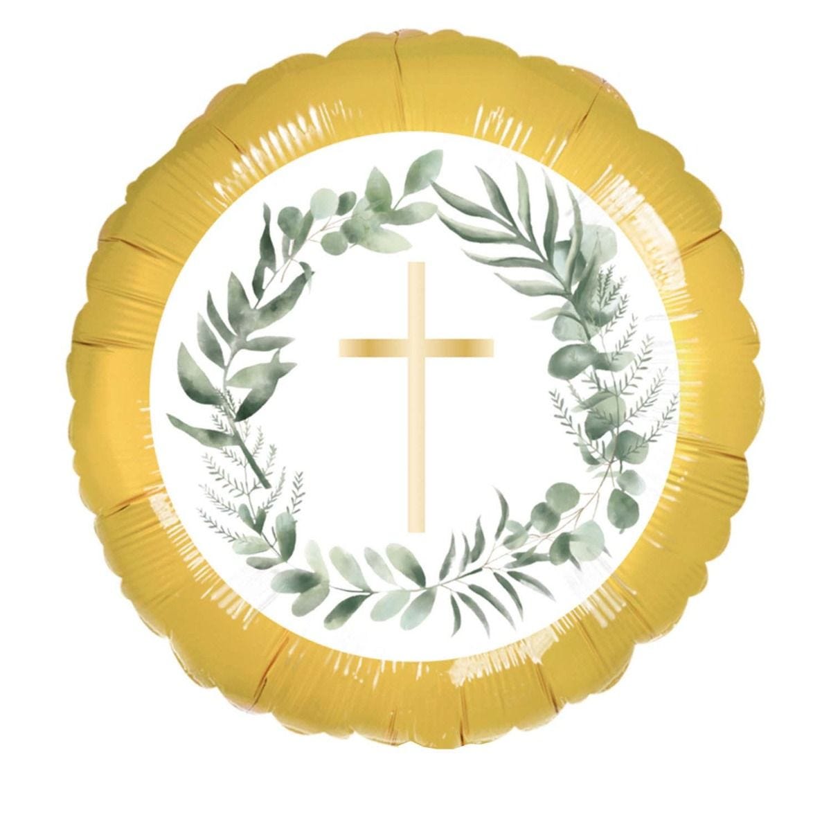 Botanical Celebration Gold Cross Foil Balloon - 17"