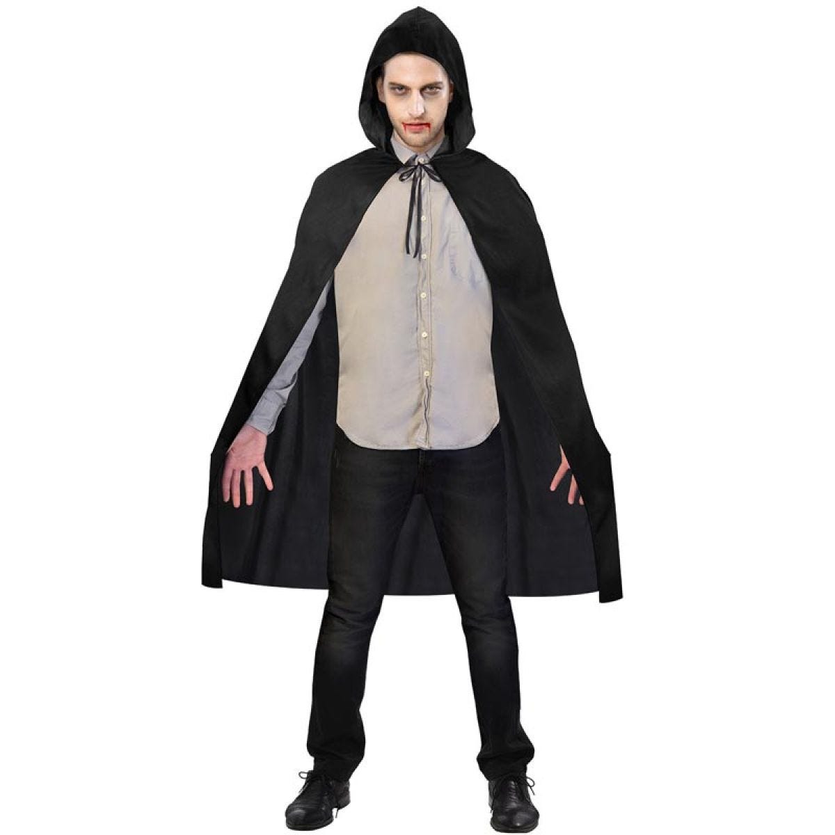 Black Hooded Cape - Adult Costume