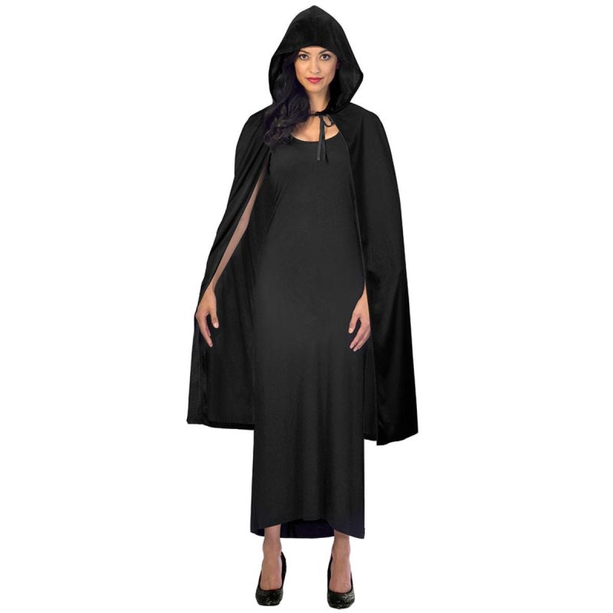 Black Hooded Cape - Adult Costume