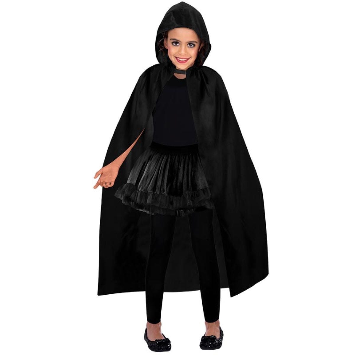 Black Hooded Cape - Child