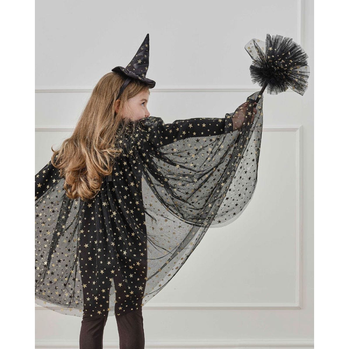 Witch Black & Gold Star Cape