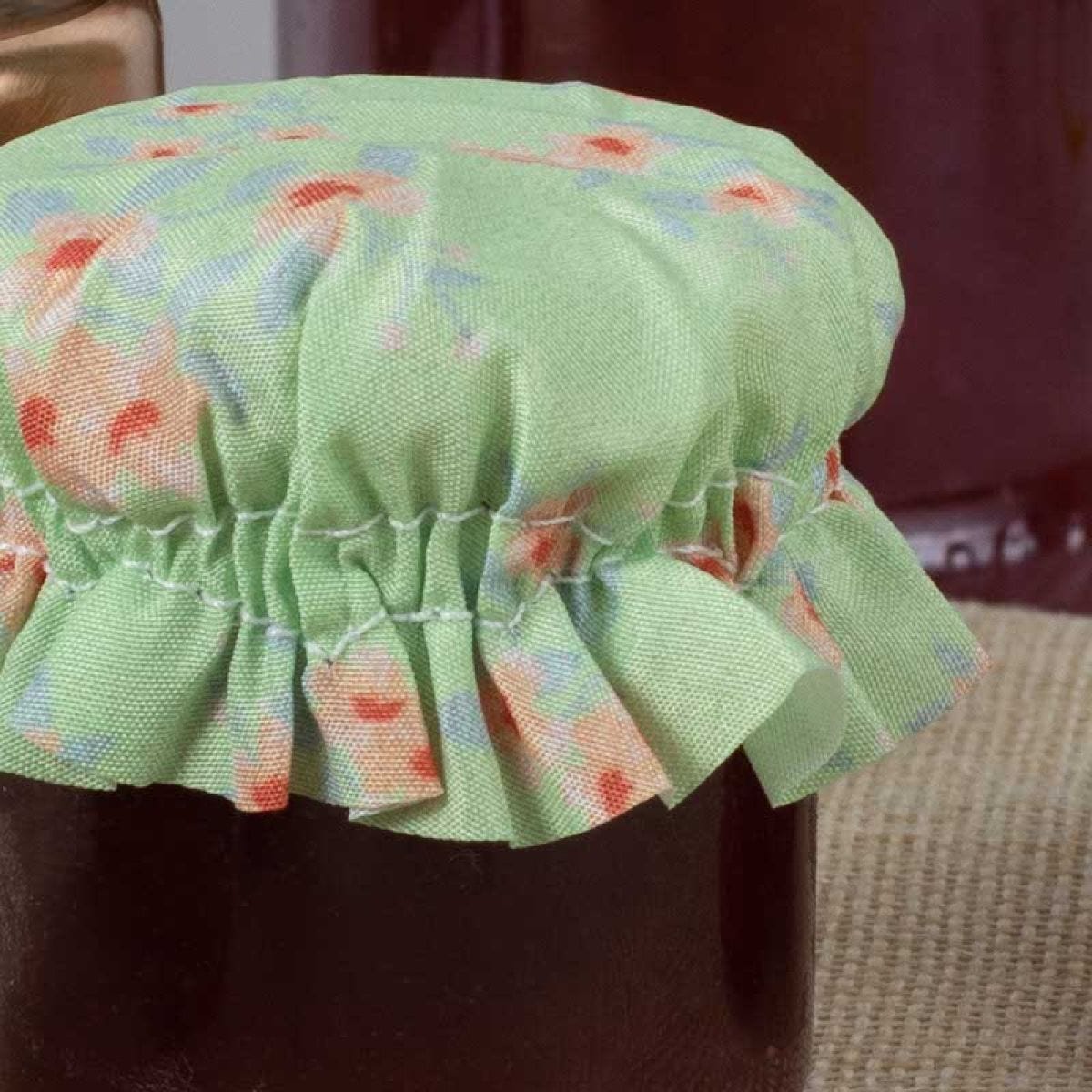 Green Floral Small Fabric Jam Jar Toppers (20pk)