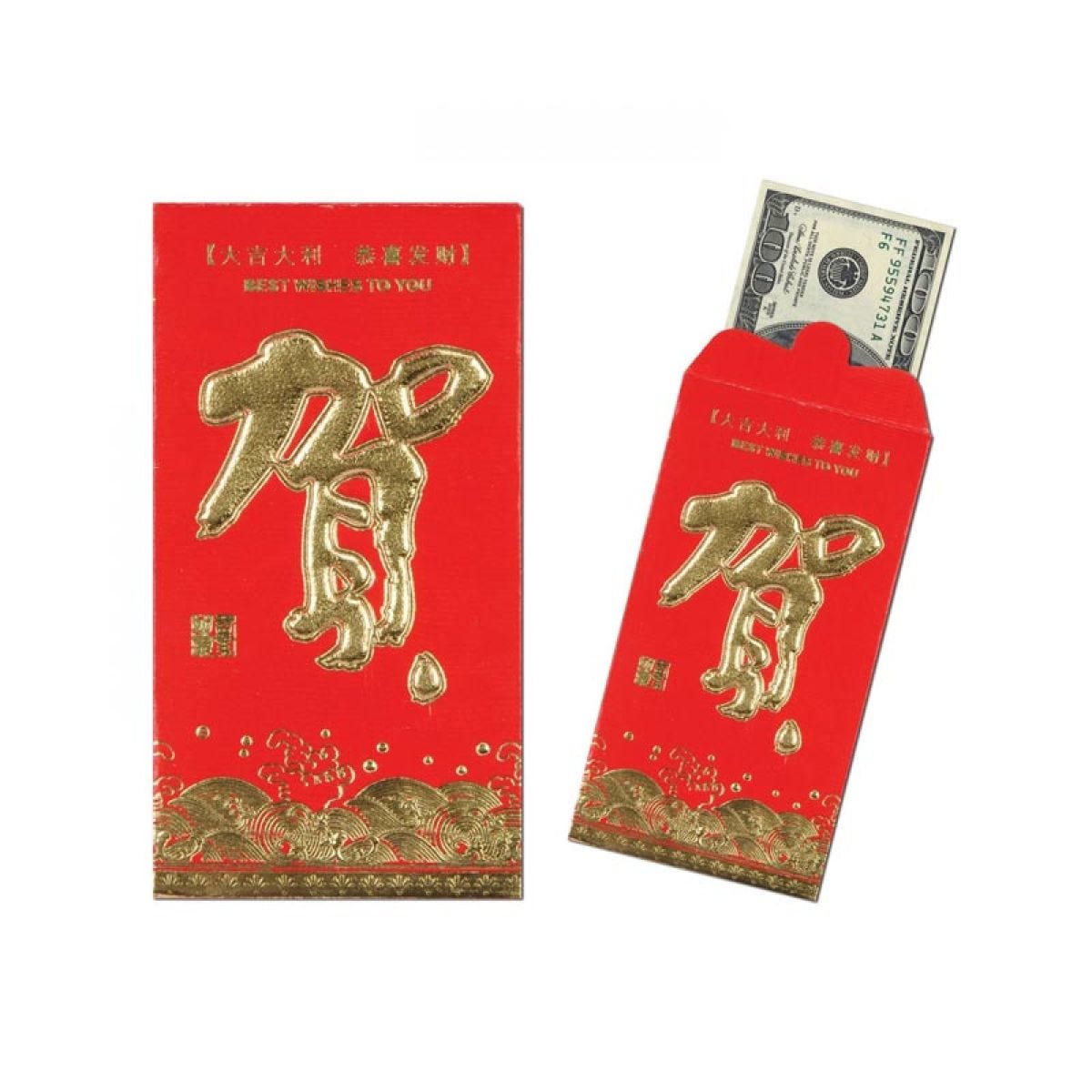 Red Chinese Money Envelopes - 9cm x 17cm (8pk)