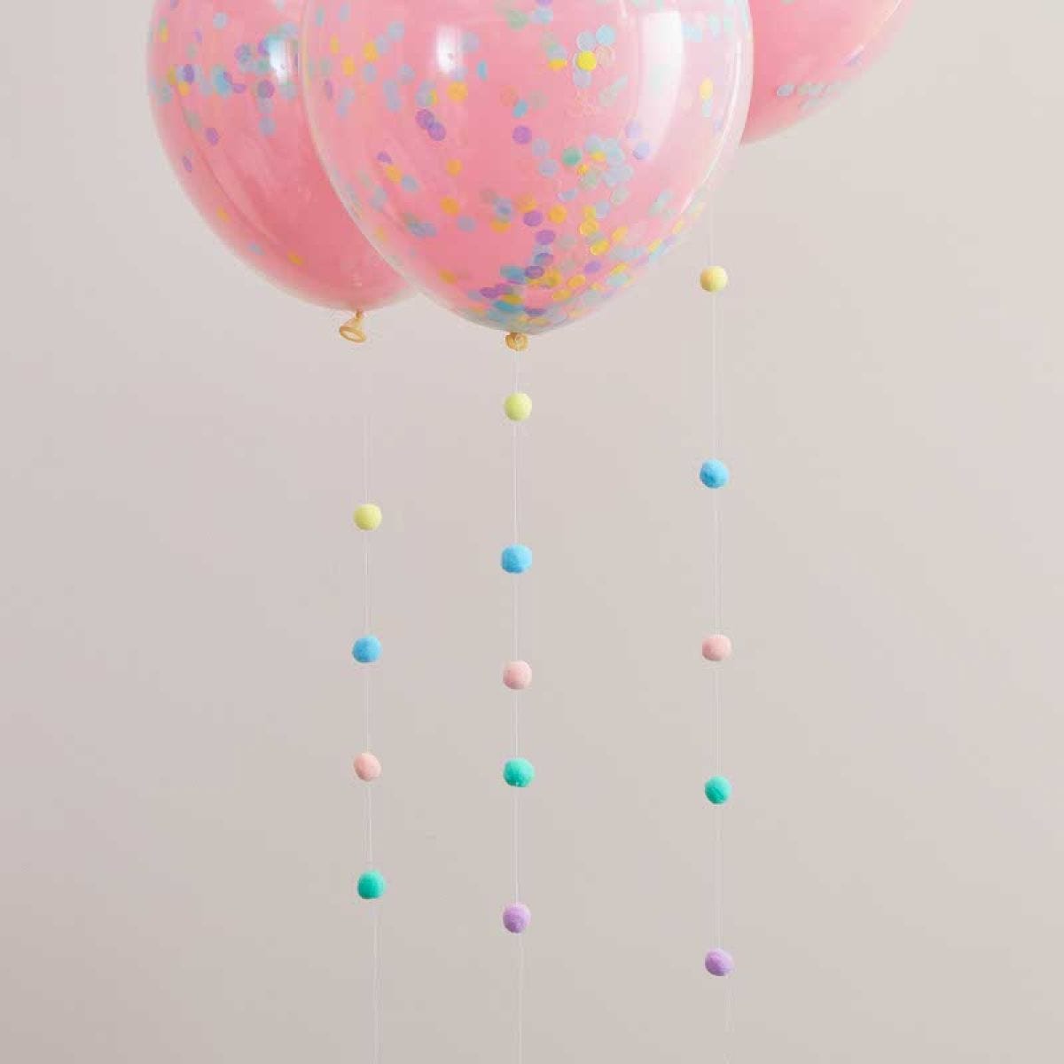 Pastel Pom Pom Balloon Tail - 1.5m (3pk)