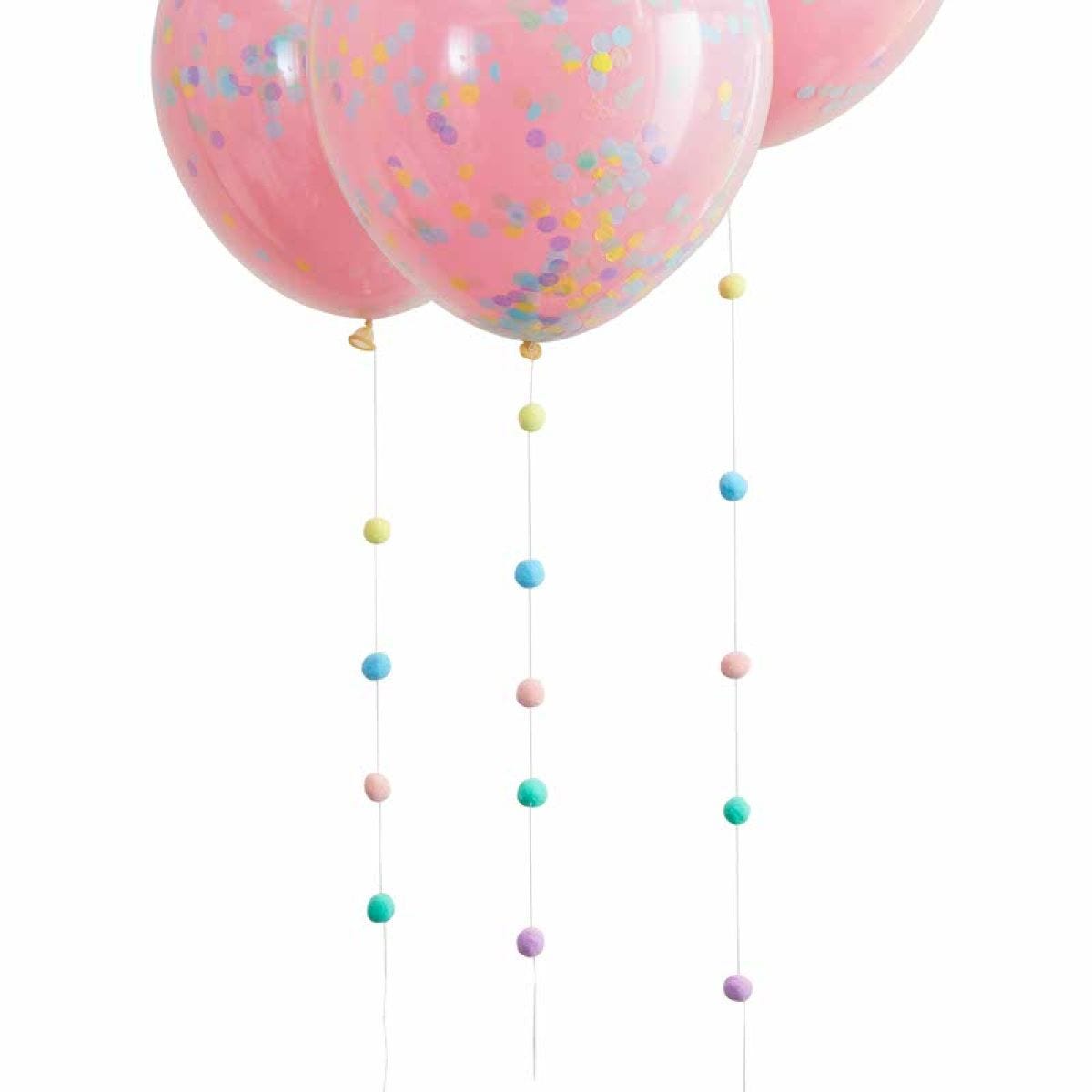 Pastel Pom Pom Balloon Tail - 1.5m (3pk)