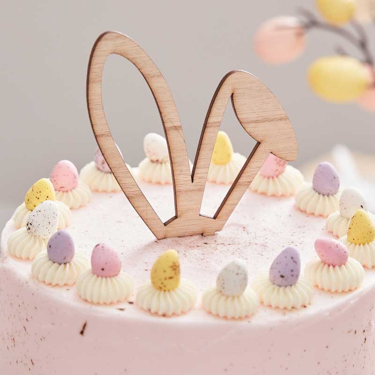 Wooden Bunny Ears Cake Topper - 18cm