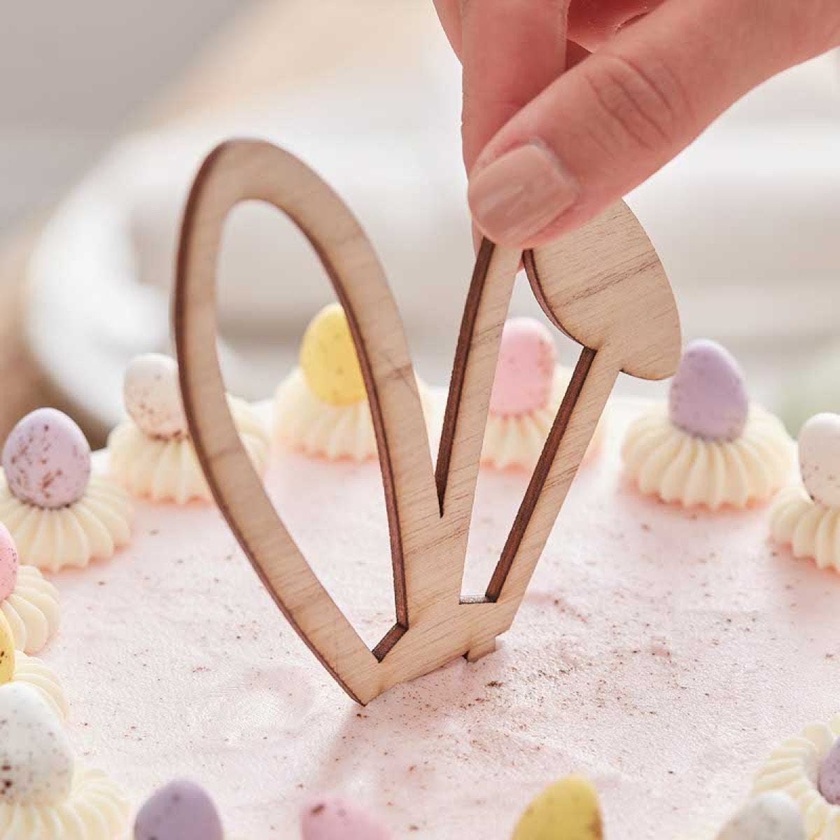 Wooden Bunny Ears Cake Topper - 18cm