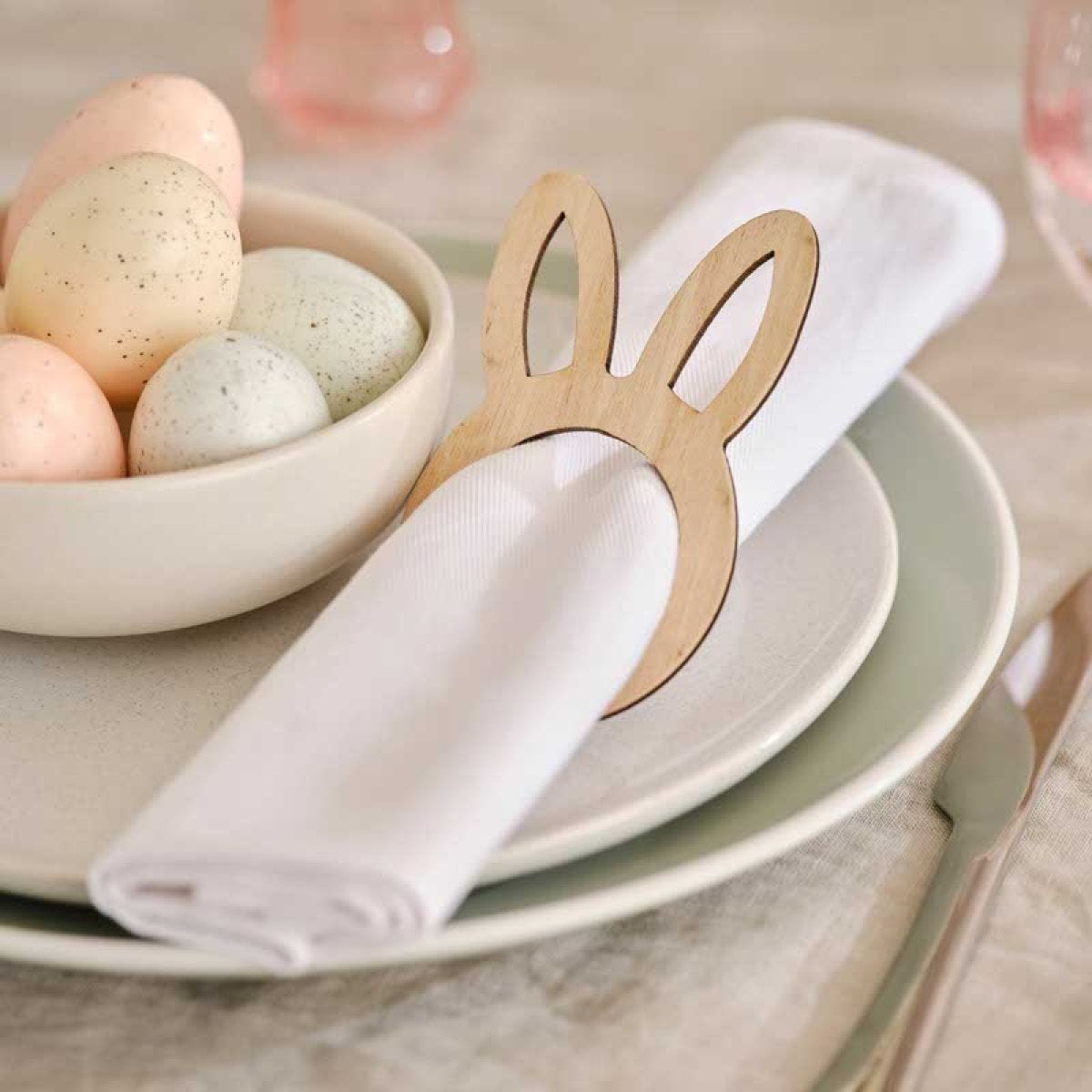 Wooden Bunny Napkin Rings (6pk)