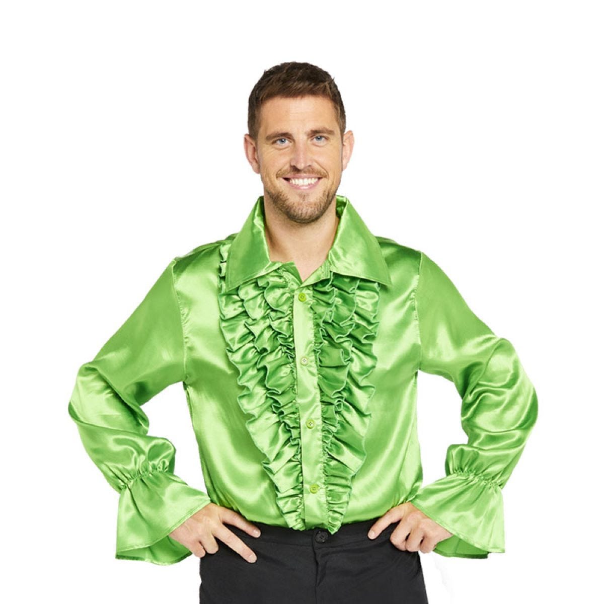 Satin Shirt Lime  - Adult Costume