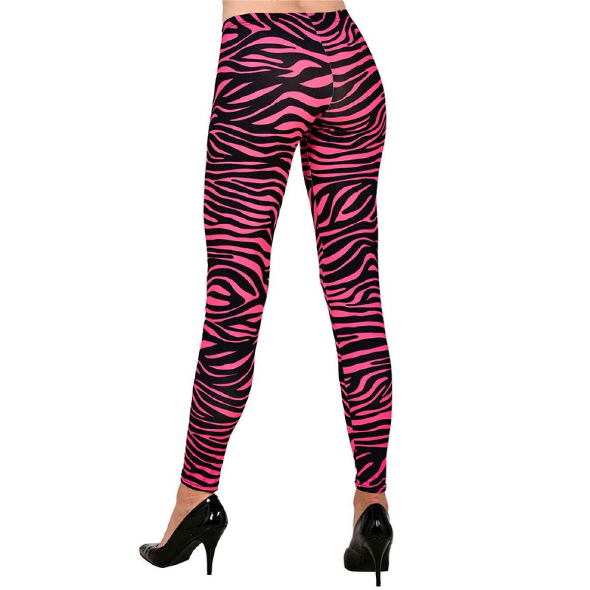 80s Pink Zebra Leggings - Adult Costume