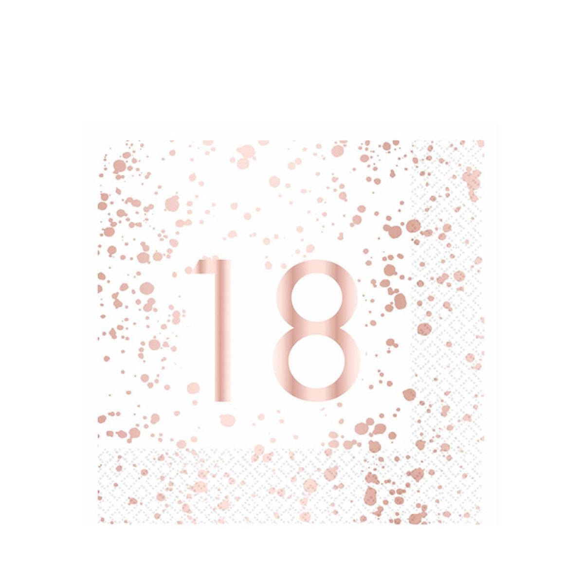 18th Rose Gold Paper Napkins 33cm (16pk)