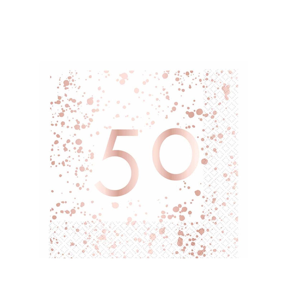 50th Rose Gold Paper Napkins 33cm (16pk)