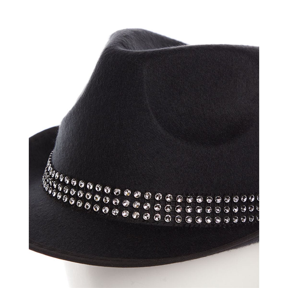 Black Trilby Gemstone Hat