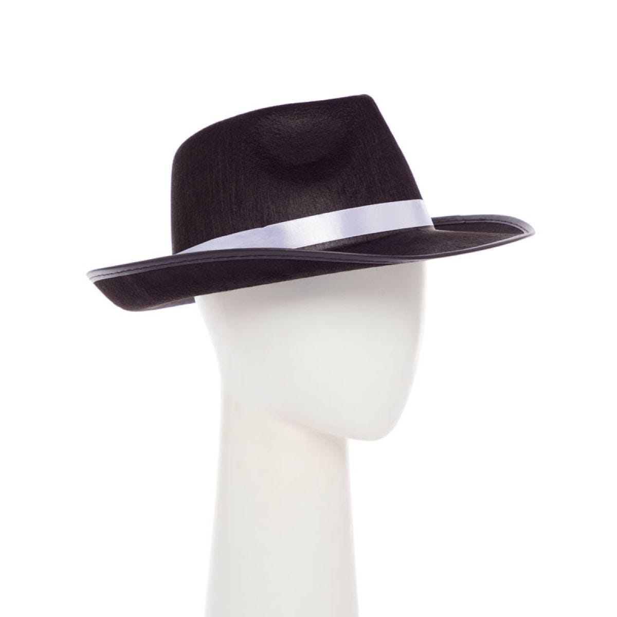 Black Gangster Fedora Hat