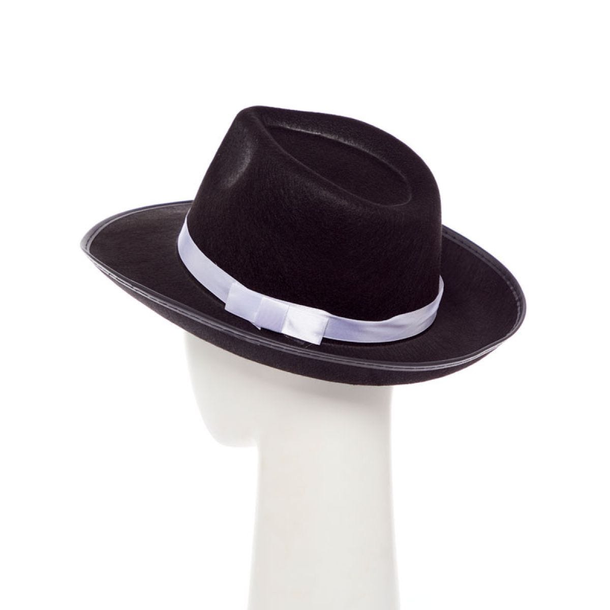 Black Gangster Fedora Hat