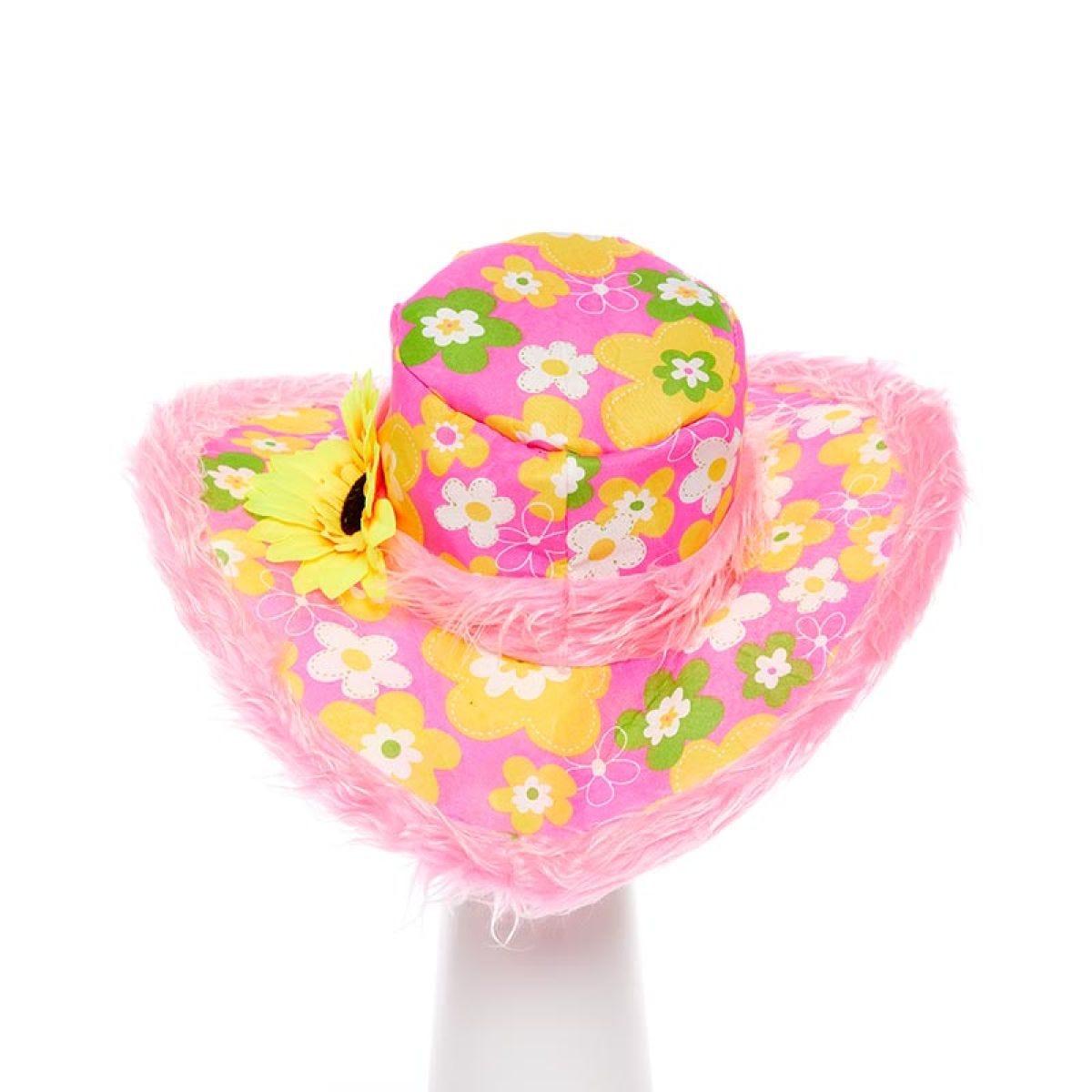 Floral Pink Hat with Sunflower