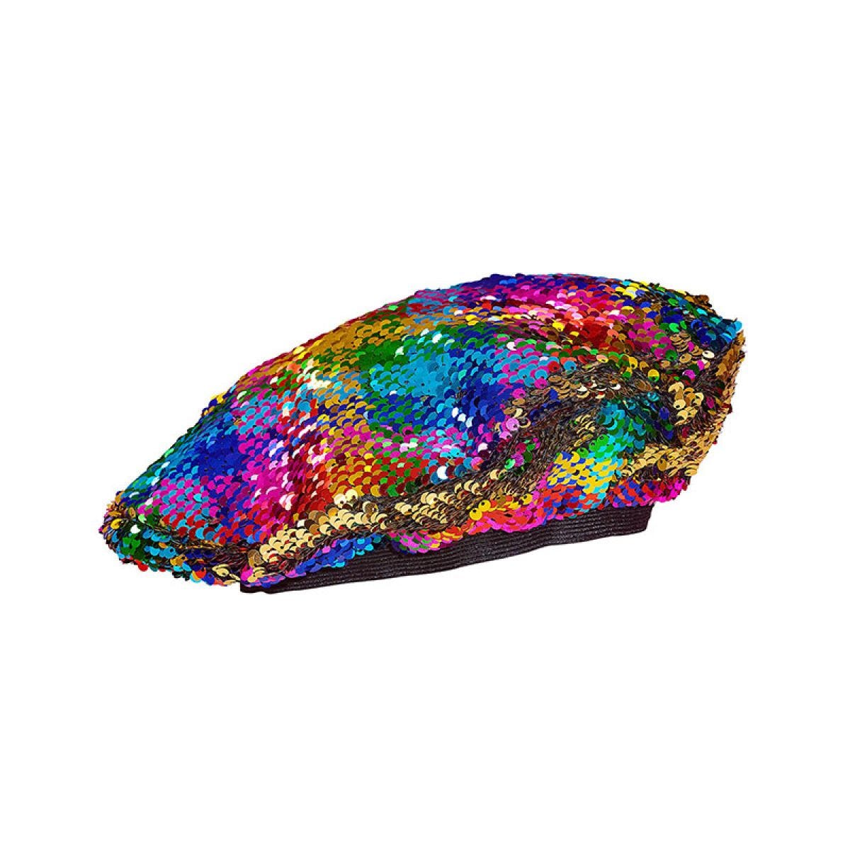 Rainbow / Gold Sequin Beret
